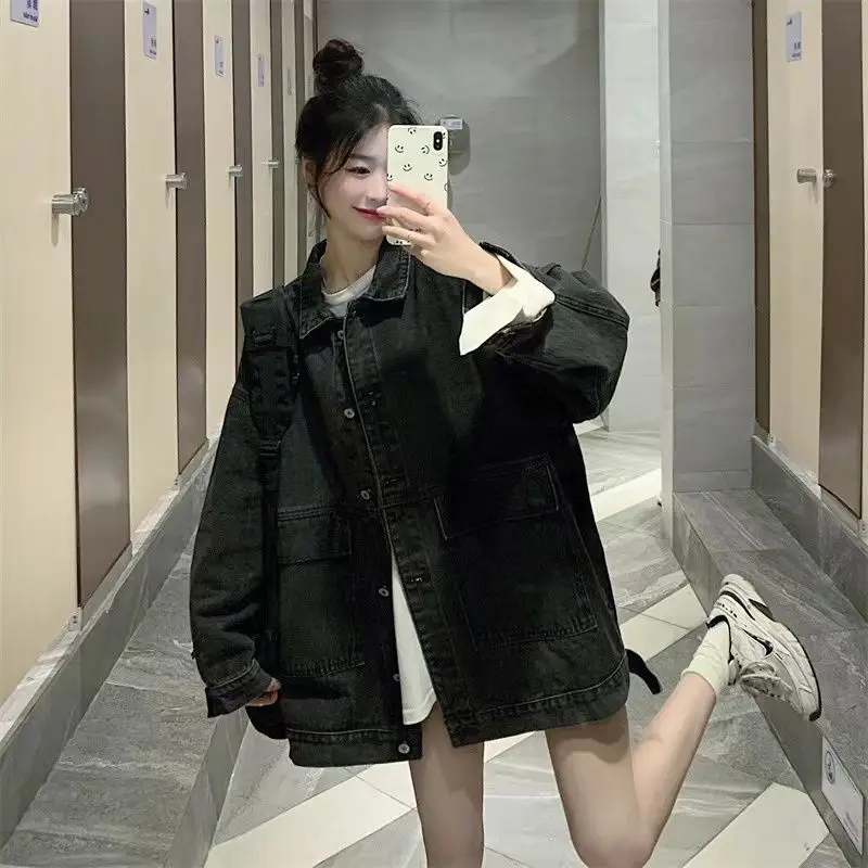 

Женские джинсовые куртки для женщин, контрастные прямые, окрашенные в галстук, авокадо, облегающие талии, средние, нерегулярные, для ленивых пар, обычные сращивания