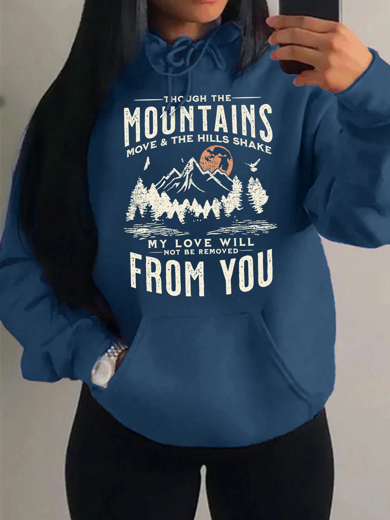 Mountains Setting Sun Creative Print Woman Hoodie Trendy Fleece Hoody Autumn New Clothing Fleece Milticolor Female Sweatshirt