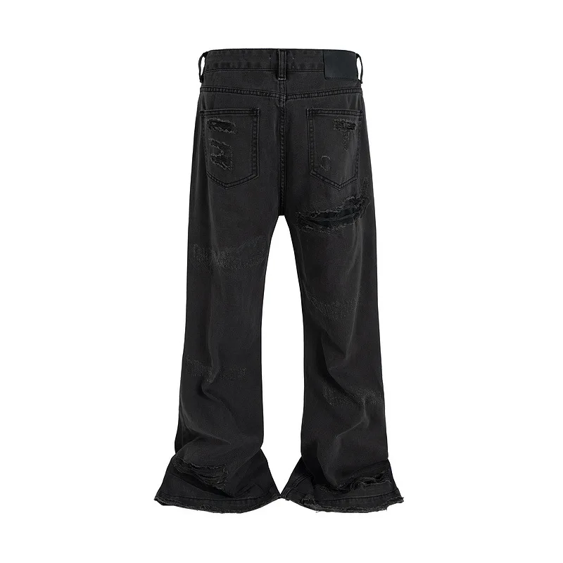 اليورو الأمريكية شارع العليا الثقيلة B-التطريز المتعثرة التصحيح متوهج الدينيم الجينز الهيب هوب الشارع الشهير السراويل للرجال #2