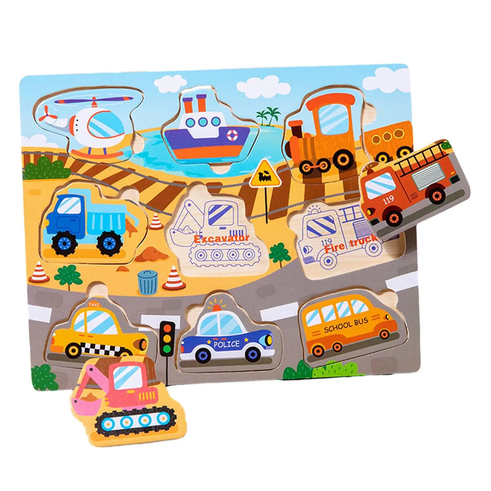 Toddler Wooden Animal Puzzle Set Educational Toy for Kids Shape Recognition Fine Motor Skills Development Preschool Travel Game
