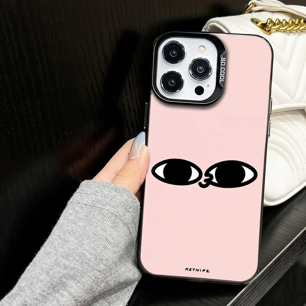 Cartoon K-Ketnipz Cute Phone Case for iPhone 16 12 13 14 15 11 Max Pro Plus Laser IMD Color Shell