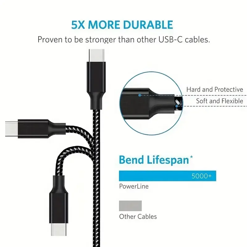 5 قطعة USB A إلى النوع C نايلون مضفر كابل شحن سريع شاحن الحبل متوافق مع آيفون 16 15 برو ماكس بلس لسامسونج