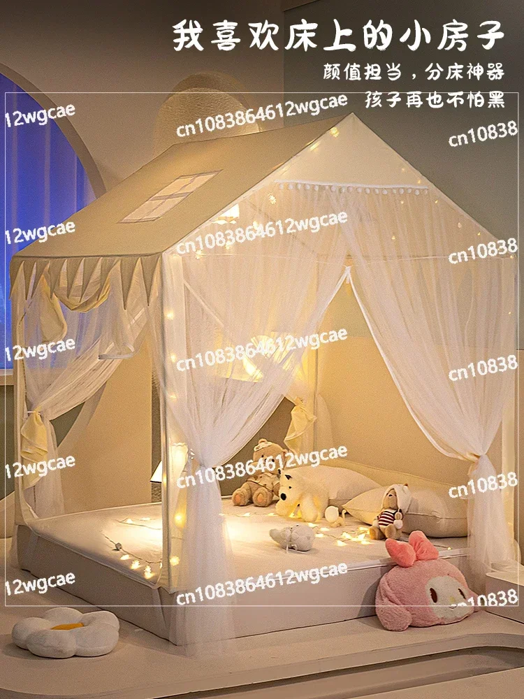 Princess Wind Anti-Fall Mosquito Net Home 2024 New Baby Prevent Falling Out of Bed Girl New Bracket Rods Thickened