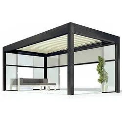 Aluminiowa zmotoryzowana żaluzjowa bioklimatyczna pergola 1-kwadratowa klapka w rozmiarze niestandardowym, wodoodporna z oświetleniem LED do patio