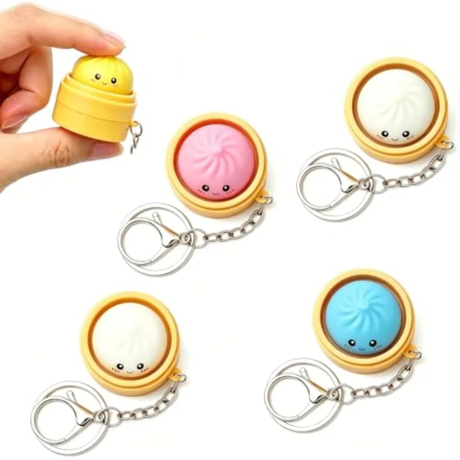 

4-Pack Dumpling Keyboard Fidget Toy Crisp Sound, Stress Relief, Cute Fidget Clicker Keychain. Anxiety Toys for Adults at Work,