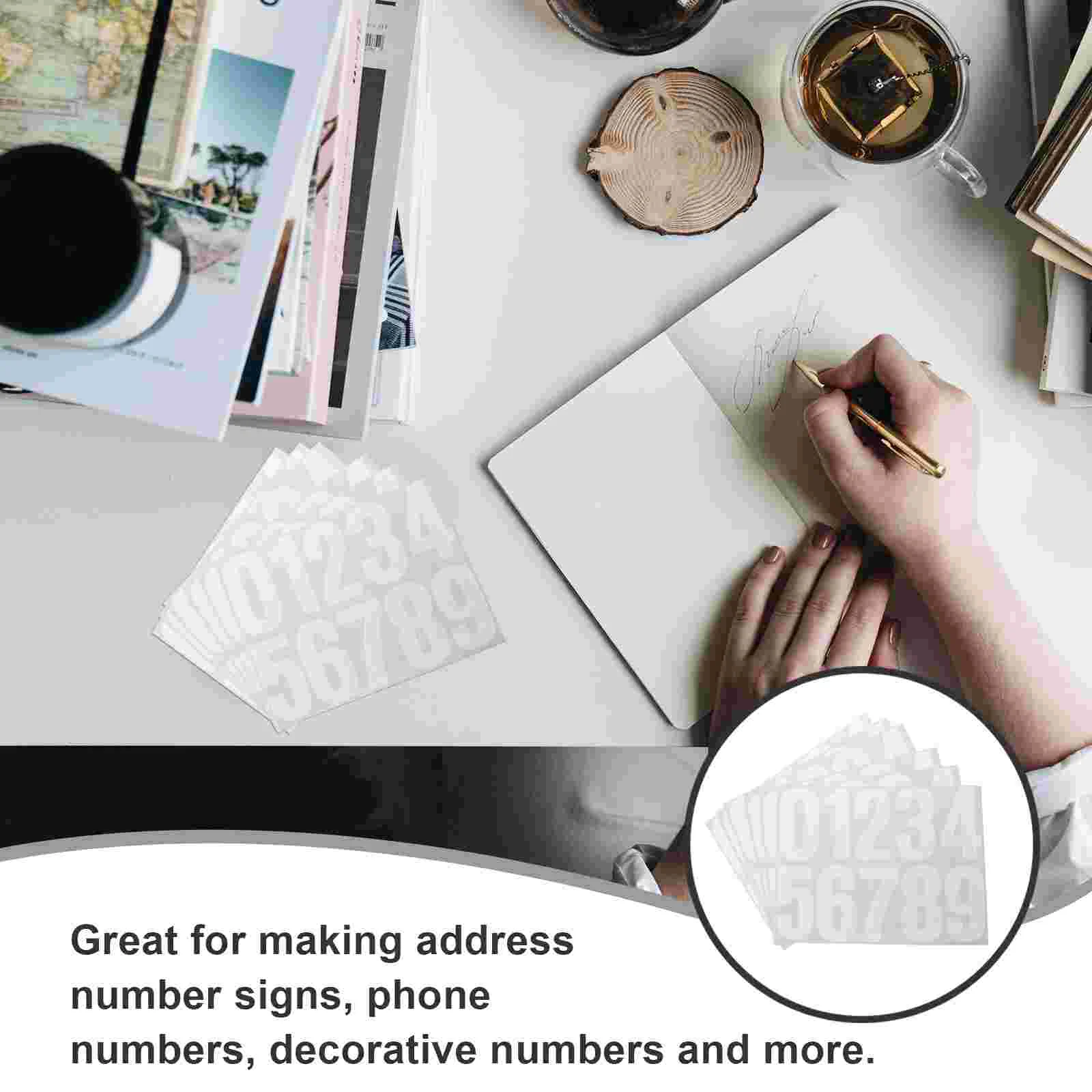 6 Sheets Sheets/pack Easy to See Stickers Racing Number Decals Home Address Numbers for Mailbox Trash Can Garbage Bin