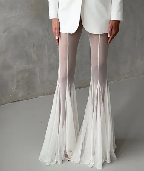 2025 ฤดูใบไม้ผลิ/ฤดูร้อนใหม่ผู้หญิงElastic SLIM FITกระดิ่งด้านล่างกางเกงINSหลวมแฟชั่นวันหยุดกางเกง