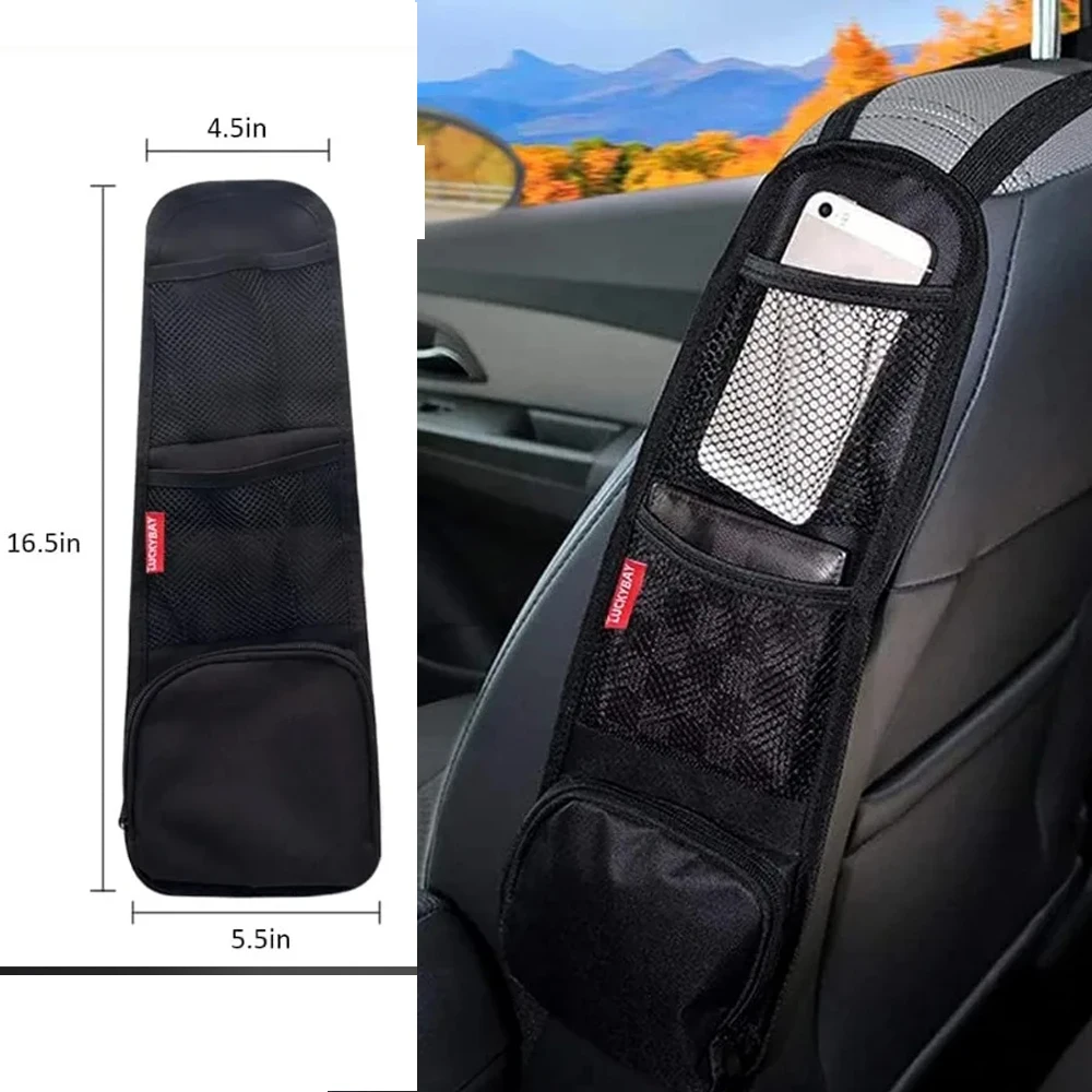 Organizador lateral para asiento de coche, bolsa colgante para almacenamiento de asiento de automóvil, soporte para bebidas con múltiples bolsillos para camión, bolsillo de malla, soporte para teléfono para asiento de coche