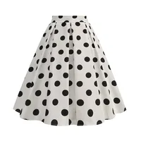 Vintage Women's Summer Skirts High Waist Polka Dot Print Red White Black Elegant 50s Midi Tunic Knee Length - Image 3
