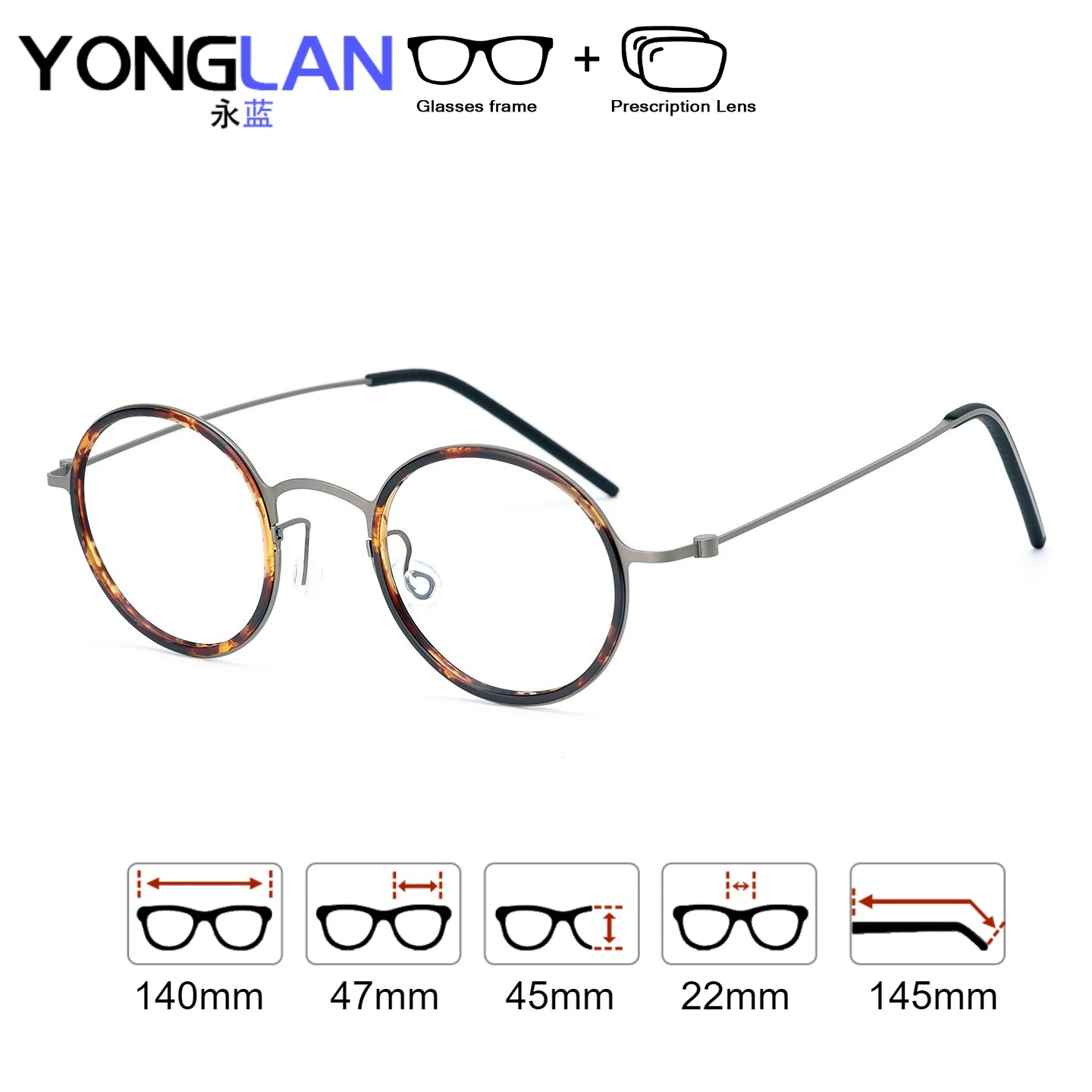 Titanium Round Flexible Lightweight Eyeglasses Women Prescription Glasses Men Luxury Famous Brand Myopia Custom Progressive
