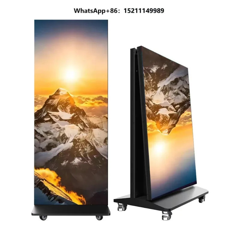 High-definition Indoor Smart Digital Billboard, Portable LED Poster Display, P1.25 Floor-standing Foldable Movable Stage Screen