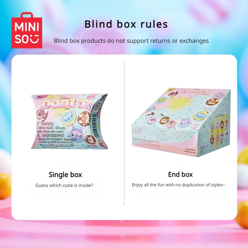 MINISO Disney Fun Donut Series Blind Box Refrigerator Magnet Toy Story Stitch Sulley Ornament Birthday Gift Creative Decoration