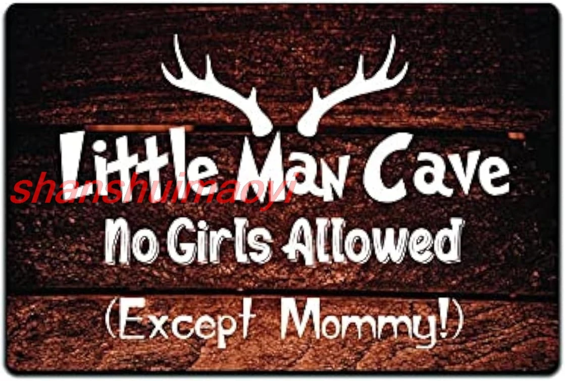 KENSILO Little Man Cave No Girls Allowed Teenager Kids Bedroom Wall Door Decor Tin Signs 12 x 8 inches sign