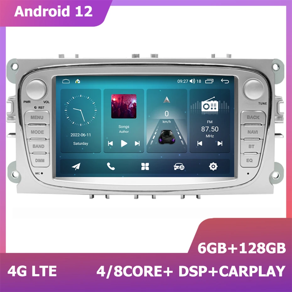 

7 Inch Android 12 Car Radio Player Screen For Ford Focus 2009-2011 C-MAX Auto Multimedia GPS Navigation System 6+128GB Audio BT