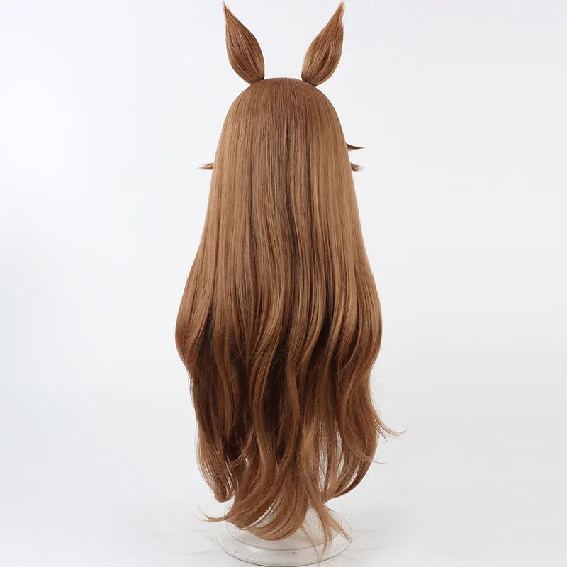 Gioco Pretty Derby Samson Grande Parrucca Cosplay Marrone Lungo Lunghezza Capelli Cosplay Con Orecchie Coda Per Comicon Party Donne Adulte Uomini