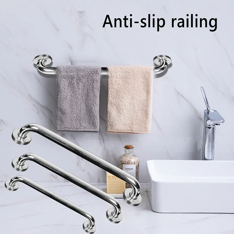 40/50cm Metal Shower Towel Rack Toilet Handrail Grab Bar Stainless Steel Bathroom Fixture Tub Support Handle Home Supplies