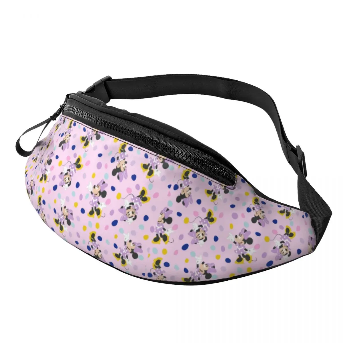 Custom Minnie Mouse Pink Purple Fanny Pack Men Women Crossbody Waist Bag for Running Phone Money Pouch