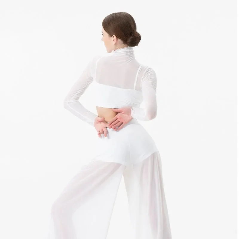 Dance Suit Women Elegant Classical Modern Contemporary Lyrical Dance  Practice Mesh Tops Pants Suit Ballet Performance Wear