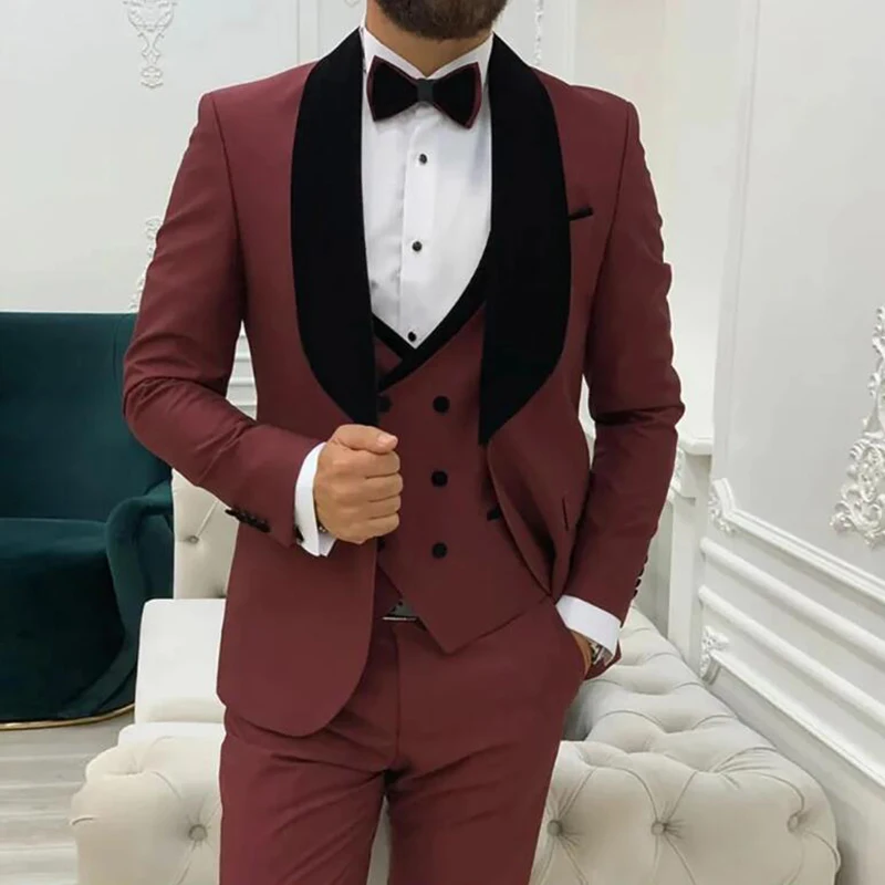 

Luxury Blazer Men Suit 2023 Wedding Groom Terno 3 Piece Jacket Pants Vest Formal Occasion Waistcoat Elegant Tuxedo Costume Homme