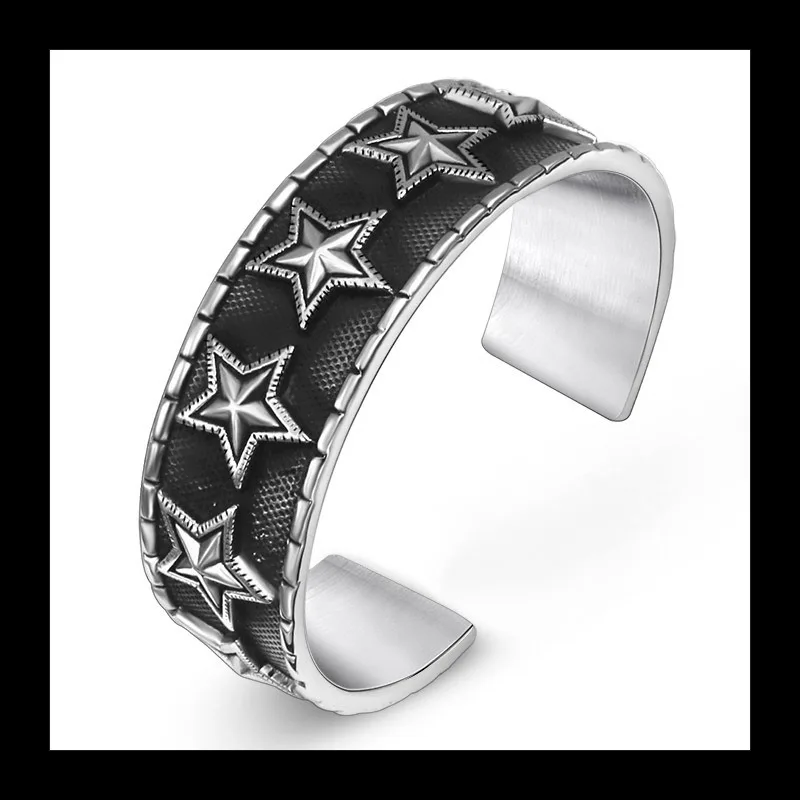 

Поставка, браслет в широкой версии с пентаграммой в стиле ретро, модный мужской индивидуальный браслет в стиле панк с открытием SZ040