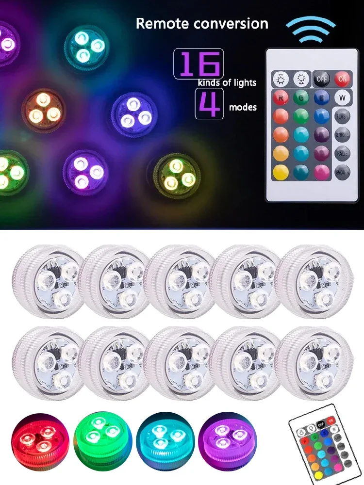 3 LEDs RGB LED Unterwasserleuchte, batteriebetrieben, für Garten, Schwimmbad, Hochzeiten, Partys, Vasen und Schalen
