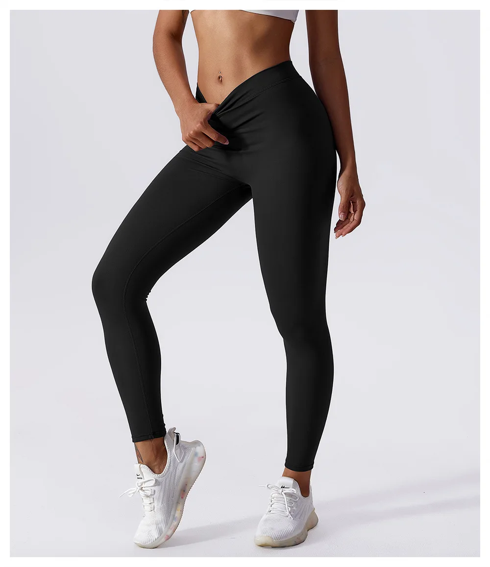 Yoga Pants Back V-Waist Fitness Hip Lift Honey Peach Hip Sports Tights No Awkwardness Thread Warp Hip Long Pants