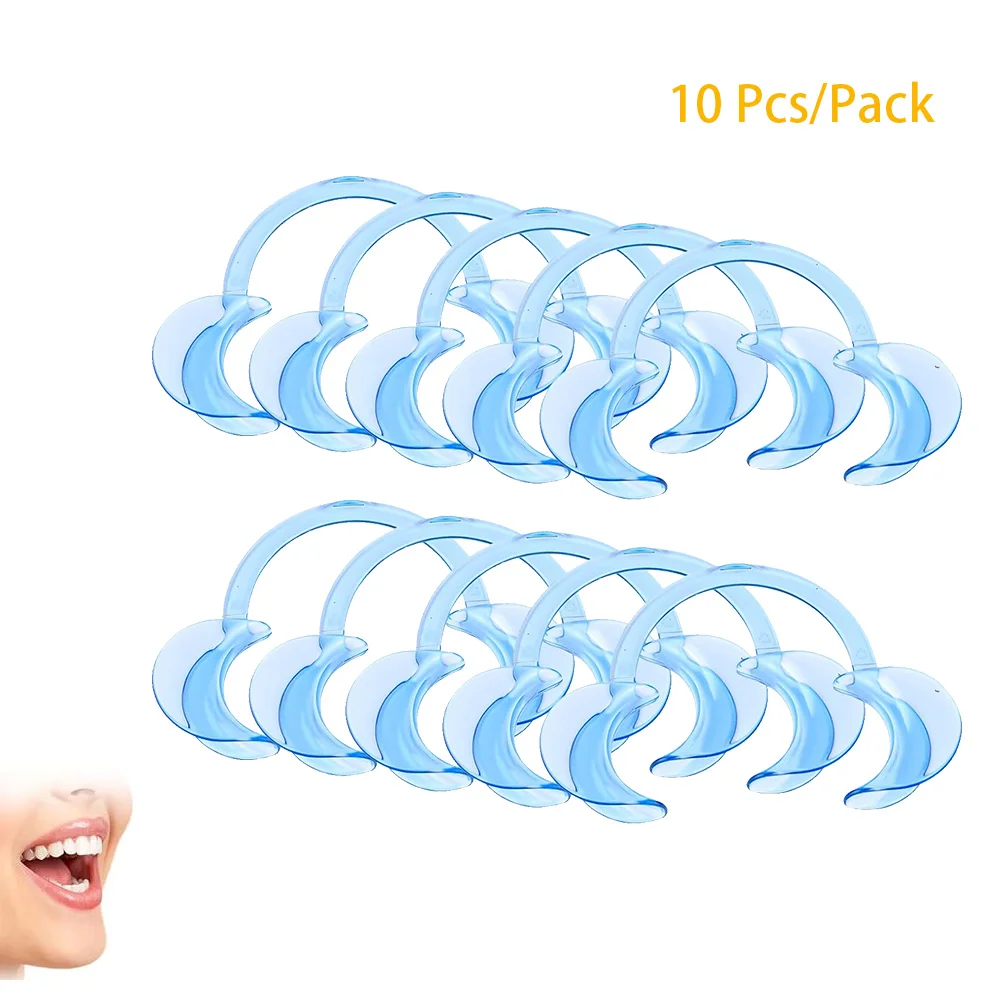 10Pcs/Pack Dental Cheek Retractor C Shape Teeth Whitening Intraoral Cheek Lip Opener Dentist Orthodontic Tool Clear White Blue