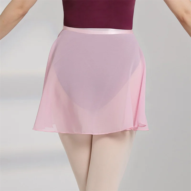 Hot Sale Cheap High Quality Kids Girls Adult Dance Wear Highly Spandex Semi Transparent Chiffon Ballet Skirts