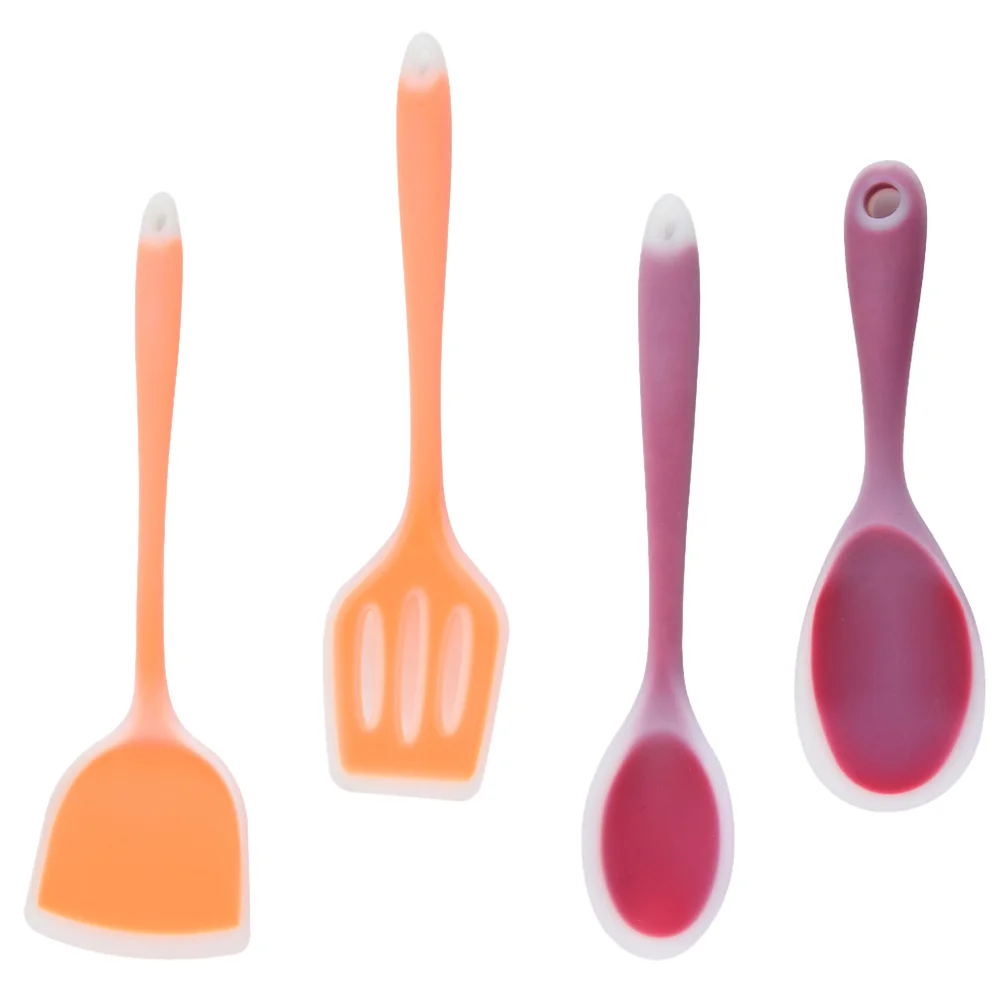 

1 Set Silicone Kitchen Gadget Set Soup Ladle Slotted Spoon Baking Scraper Cooking Spatulas For Food Canning Rice Paddle