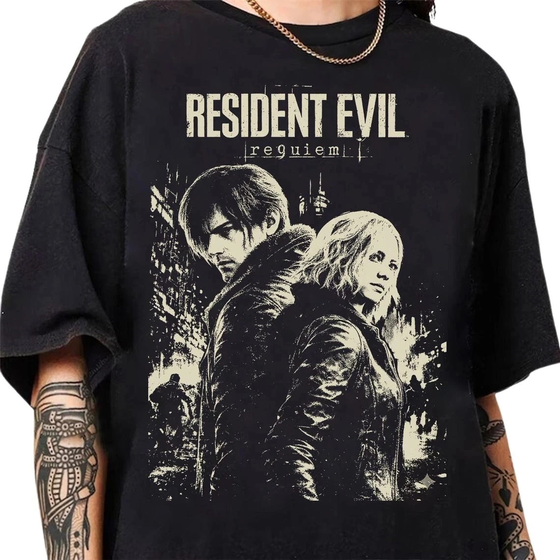 Retro Resident Evil Requiem Games Casual Men T Shirt Women Tee Boys Top Children Parent Child Cotton short sleeves kids Tshirt