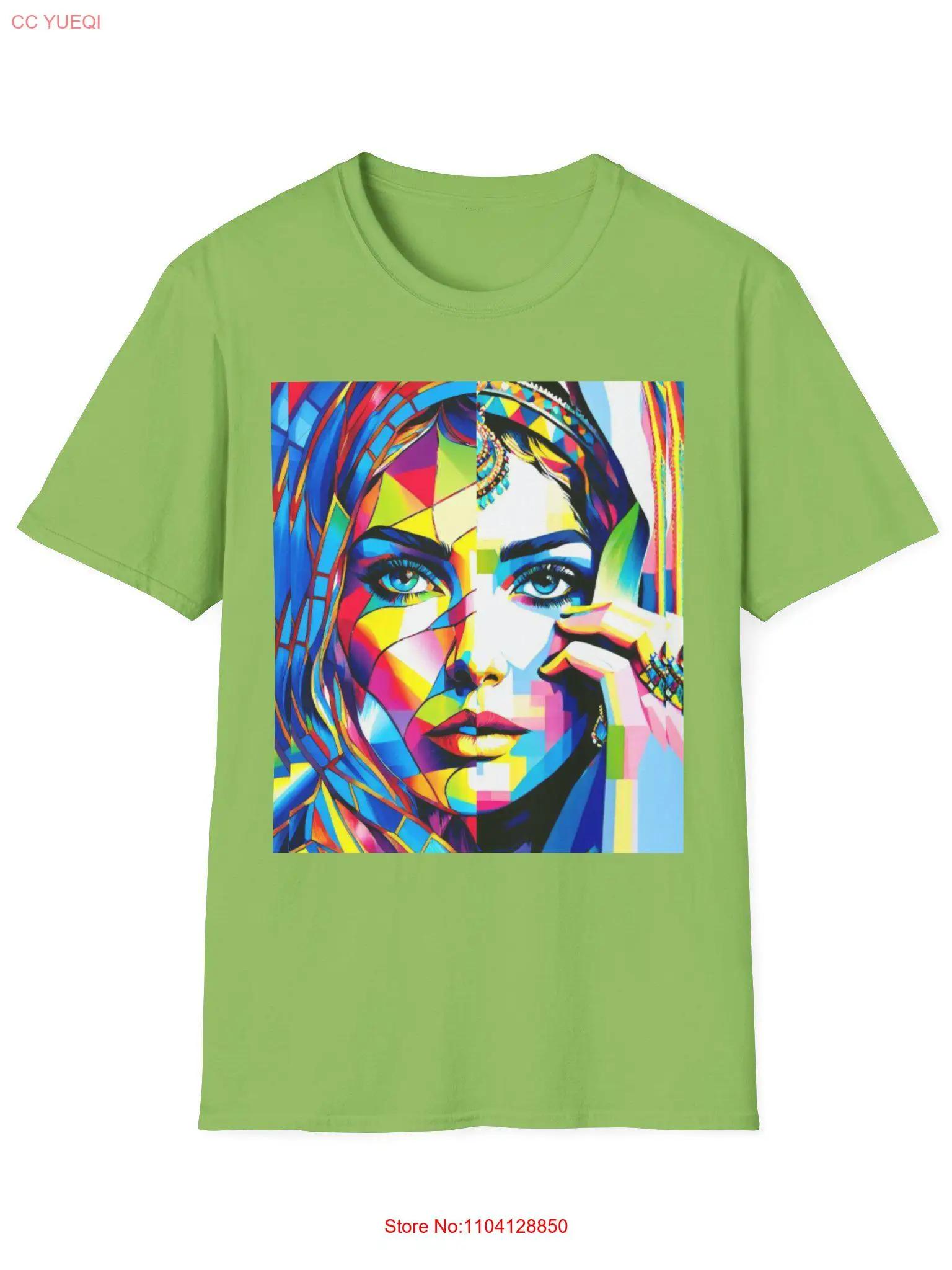 

Beautiful girl and stained glass Softstyle T Shirt long or short sleeves