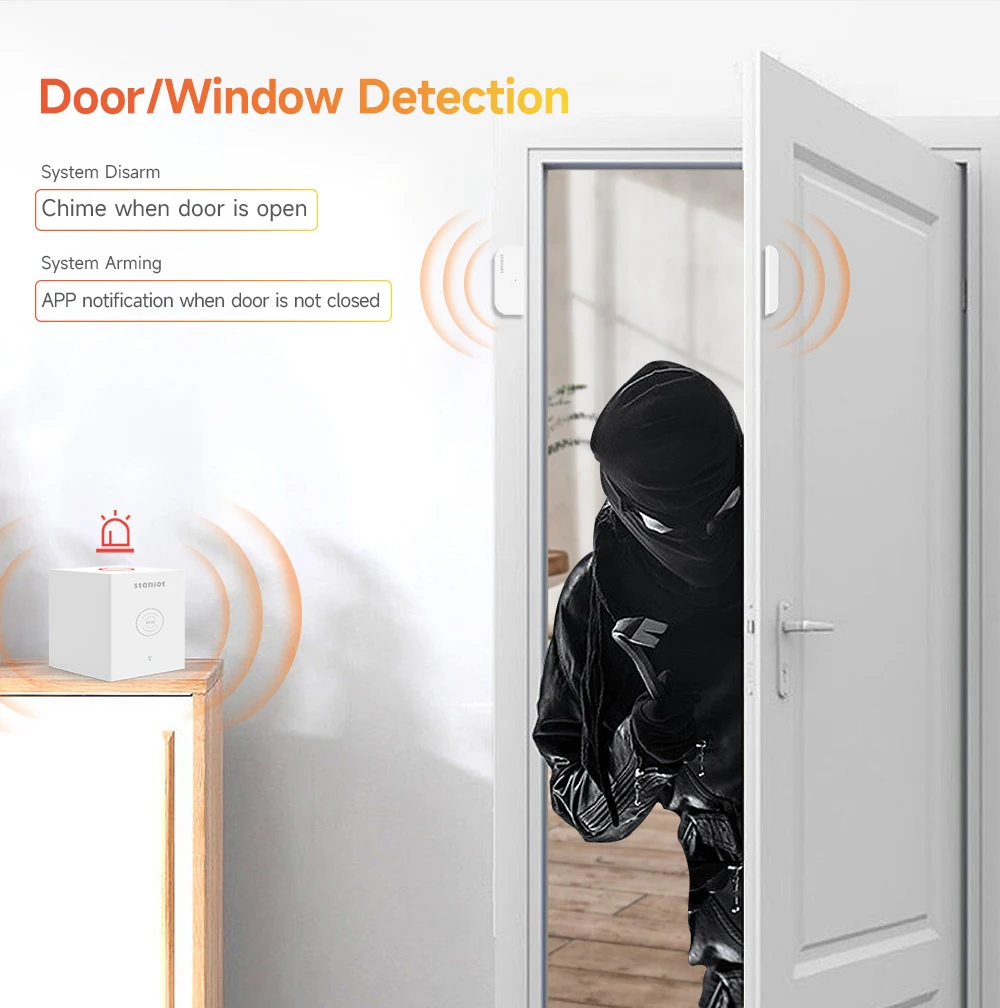 Staniot SecCube 3 Alarm System Kit 433Mhz Wireless WiFi Tuya Smart Security Protection Support RFID APP Control Works with Alexa