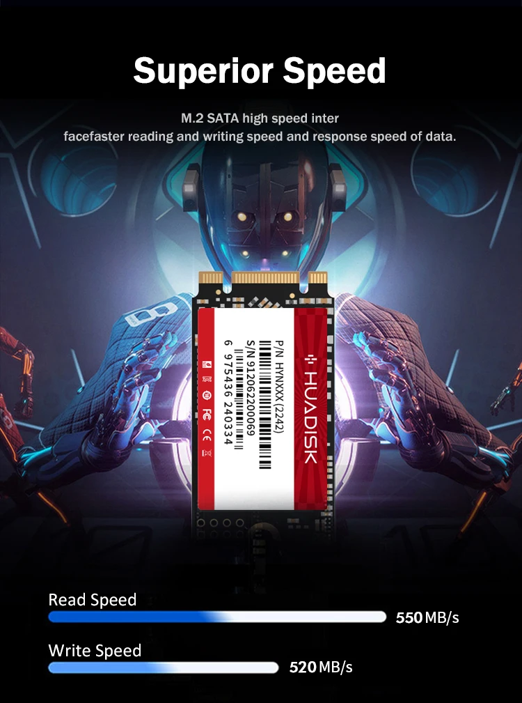 HUADISK M.2 SATA SSD 128 GB 256 GB interne Solid-State-Laufwerke M2 NGFF 2242 1 TB 2 TB Festplatte für Desktop-Thinkpad – Detail 7