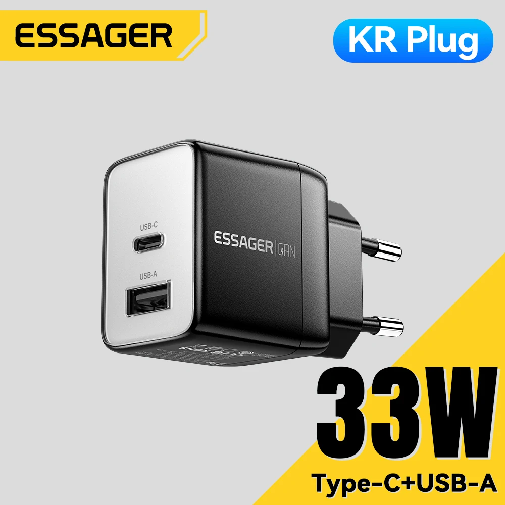 Essager USB C Charger 33W GaN Type C PD 3.0 QC 4.0 Fast Charging For iPhone 15 14 13 12 11 Pro Max For iPad Samsung Huwei Xiaomi