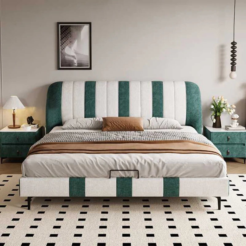 

#For Modern High Quality Fabric Bed Set Furniture Bedroom American Retro Style Soft King Bed Frame Wholesale Designer Wooden