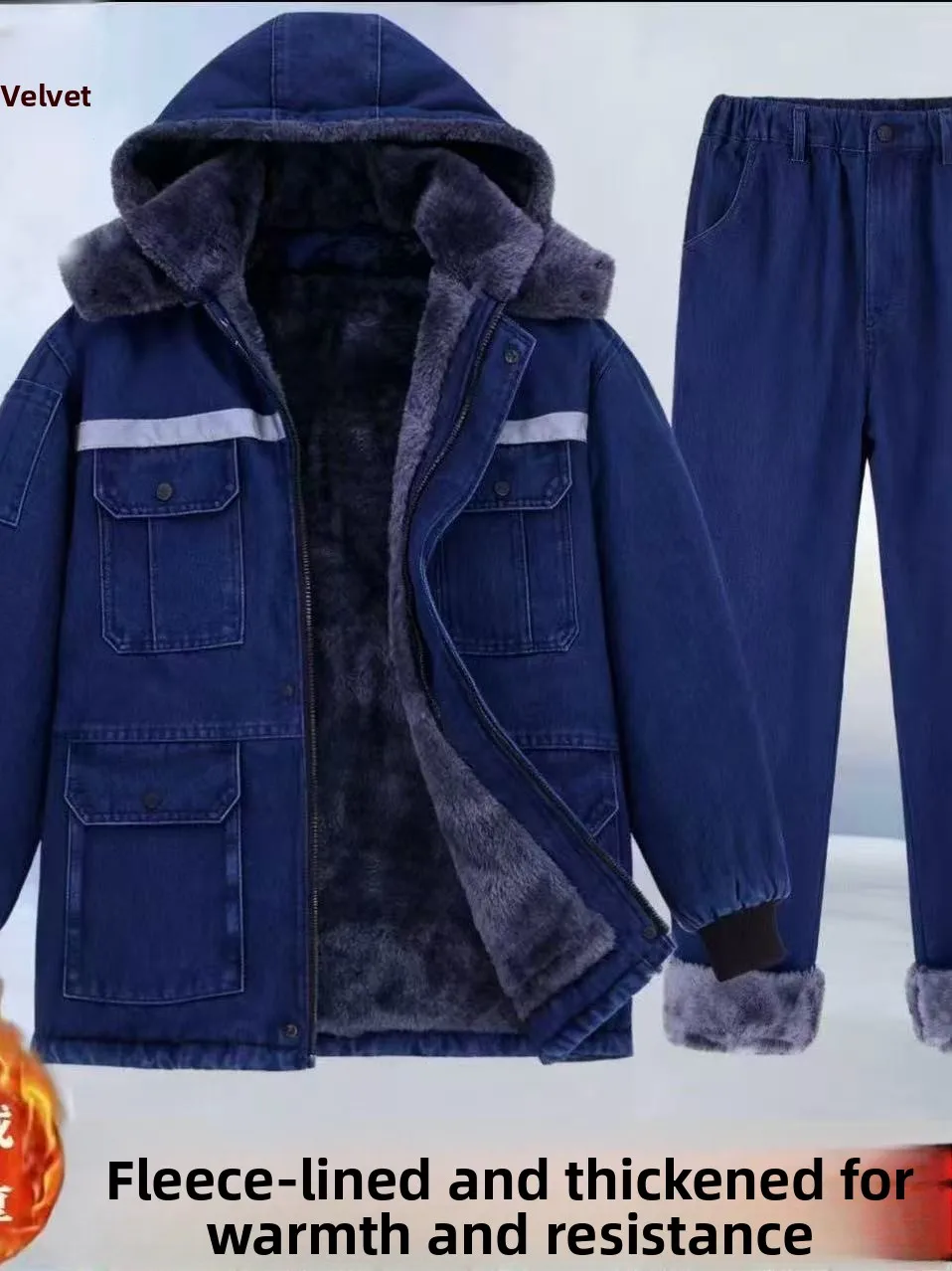 

Утепленный зимний рабочий костюм из хлопка: брюки и куртка, защитная одежда для сварки и ремонта, мужская повседневная одежда