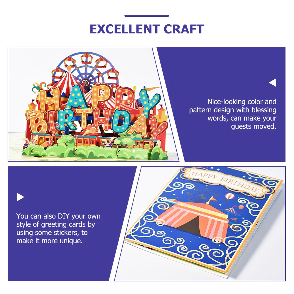 

Birthday Card 3D Foldable Greeting Cards Bulk Colorful Kids Wishes Blessing Paper Card Delicate Design Long Storage No Seepage