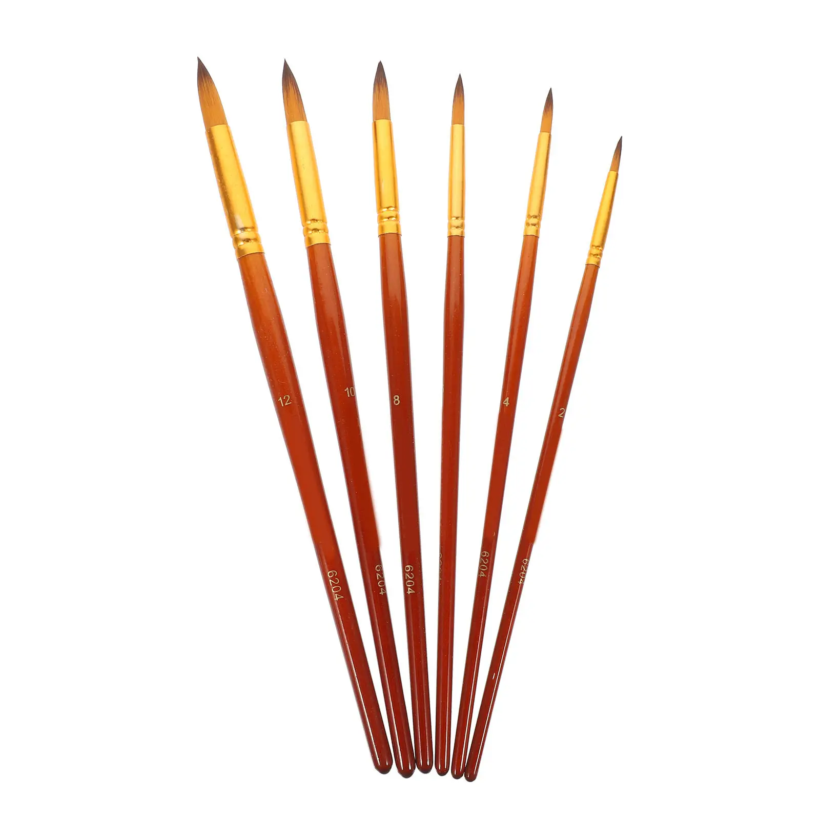 6Pcs Water Color Brush Fine Tip Paintbrush Set Lightweight Comfortable Handle Suitable for Beginners Students Acrylic Gouache