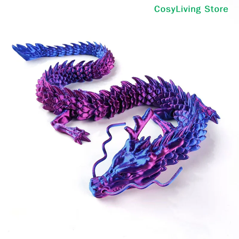 Crystal Rotatable Articulated Dragon 3D Printed Gem Dragon Gift For Kids With ADHD Perfect For Birthdays Gift 30CM