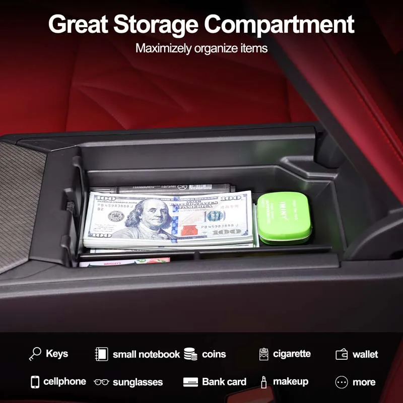 ABS أسود لسيارات BMW X3 G45 2025 + صندوق درابزين التحكم المركزي للسيارة صندوق تخزين صينية الهاتف المحمول ملحقات السيارة الداخلية #5