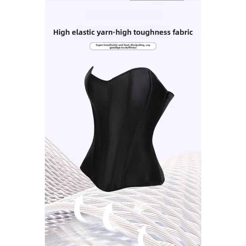 Solid Color Satin Corset Pointed Hem Figure Shaping Waist Cincher Women Versatile Strapless Corset view 4