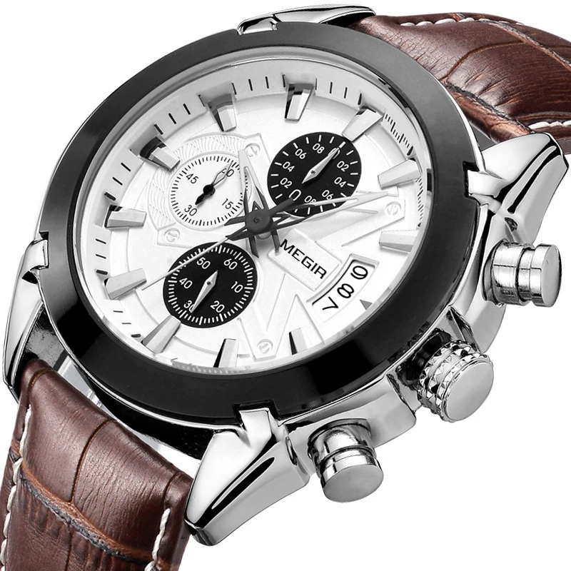 Top Brand Men Watch Business Timing Three Eye Six Needle Waterproof Luminous Calendar Leather Male Fashion Quartz Clock Watches