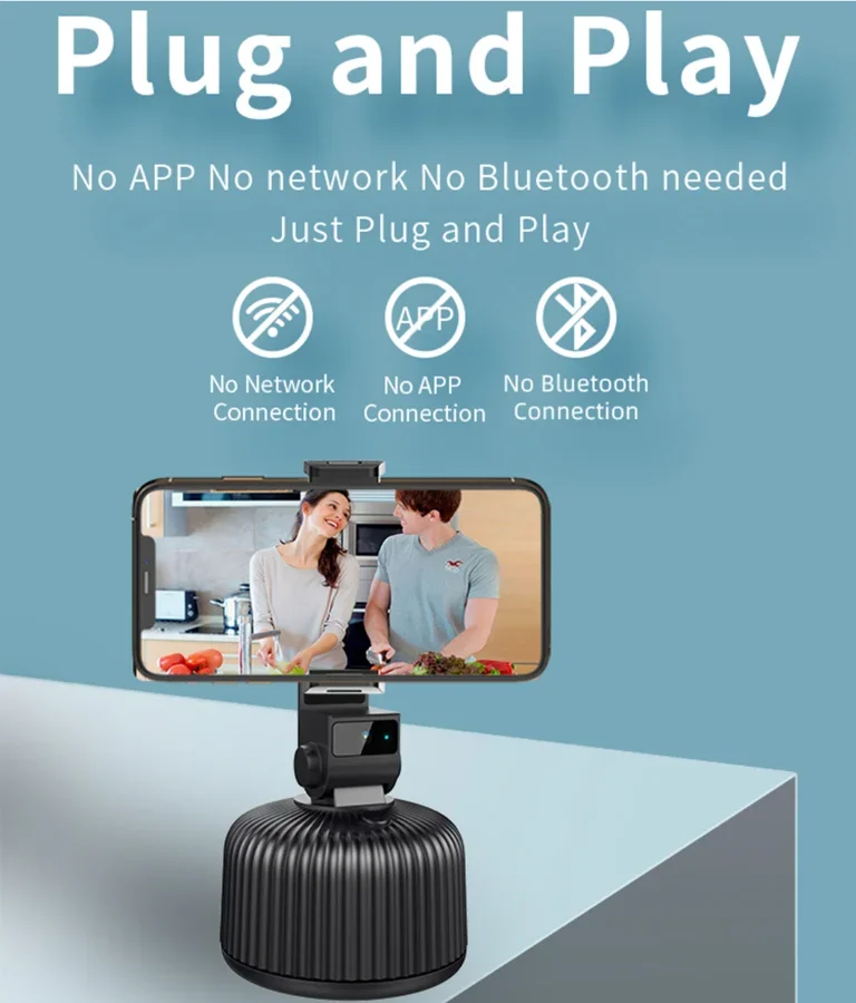 Following Genie Robot Cameraman Auto Face Tracking Smart Shooting Phone Holder 360 Rotation