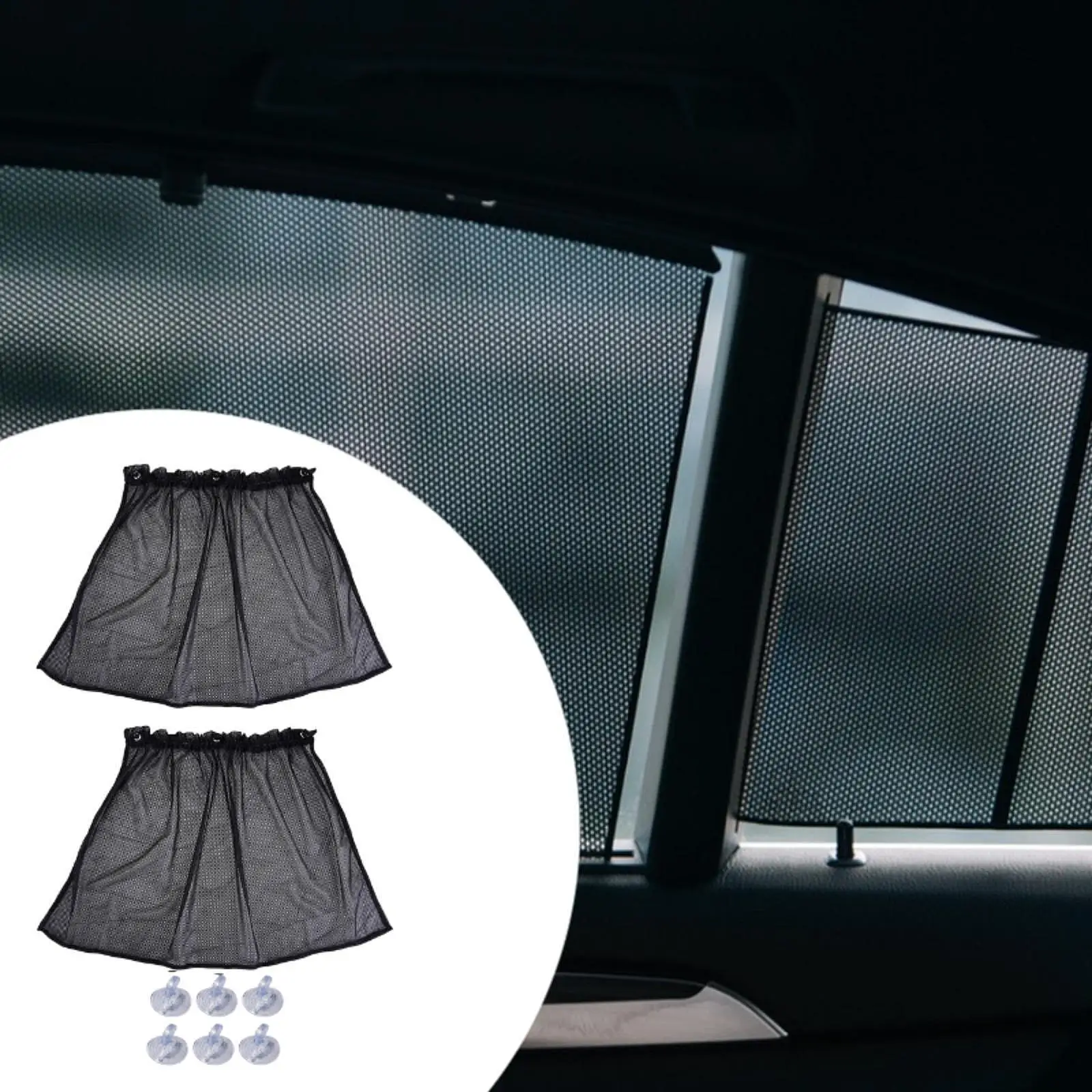 2Pcs Car Privacy Window Shade Universal Suction Cups Blackout Side Sunshade