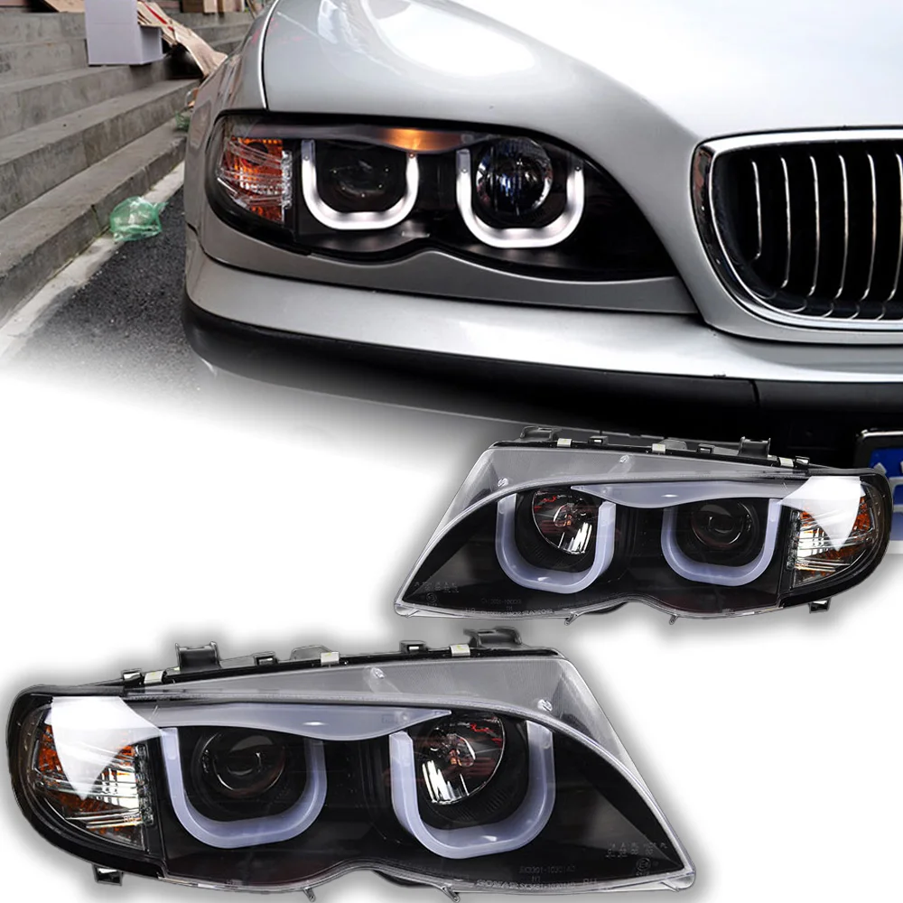 AKD Car Styling for E46 Headlights 2001-2006 320i 318i 323i 325i Headlight DRL Head Lamp Angel Eye Bi Xenon Beam Accessories
