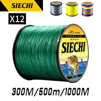 SIECHI Sea Fishing Strong PE X12 Braided Fishing Line 300M 500M 1000M 12 Strands 33lb~149.9LB Original Fishing Line