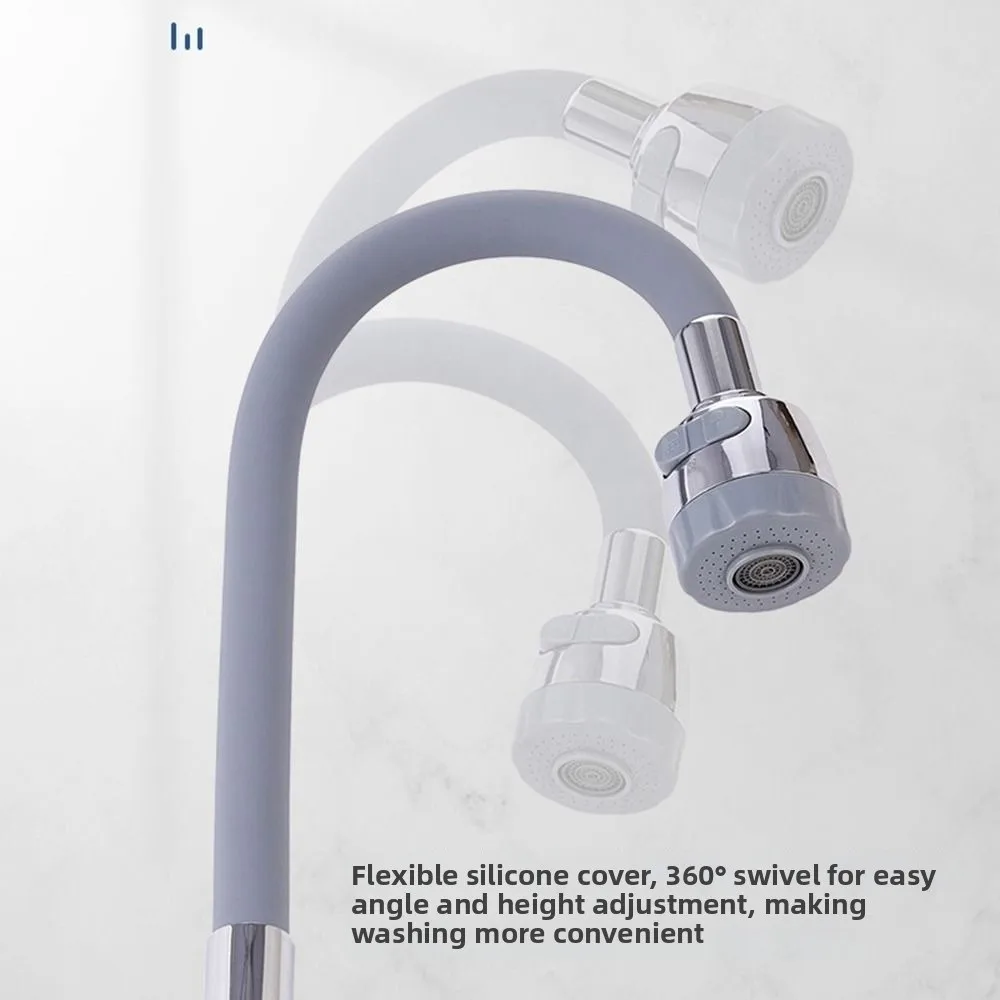 360 Degree Rotation Kitchen Tap Extension Pipe Silicone Hose Stainless Steel Flexible Kitchen Faucet 1/4inch Universal Interface