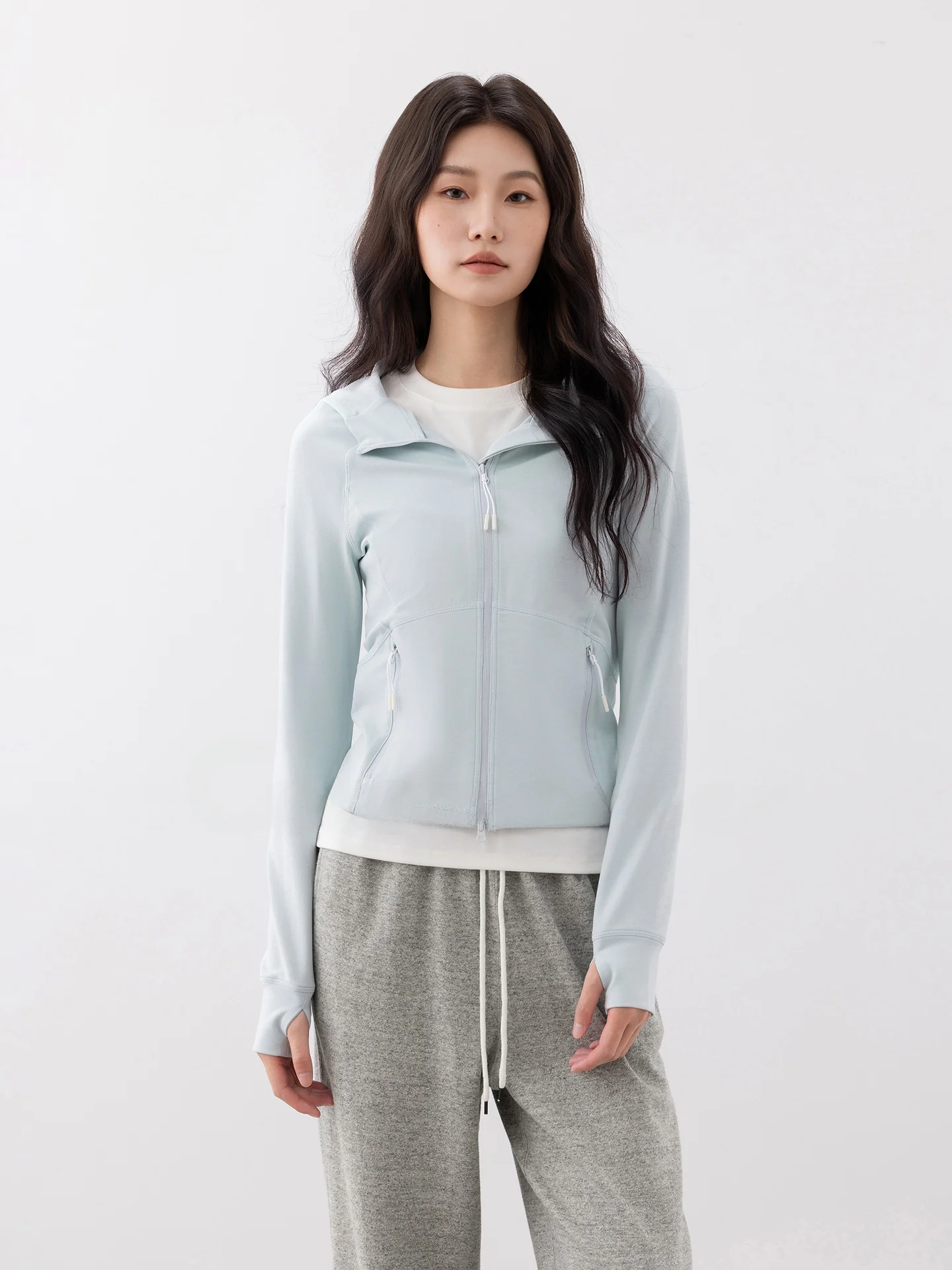 

Женская приталенная толстовка на молнии с капюшоном, уличный стиль, весна, новый дизайн, ZONE, длинный рукав, хлопок, полиэстер, спандекс