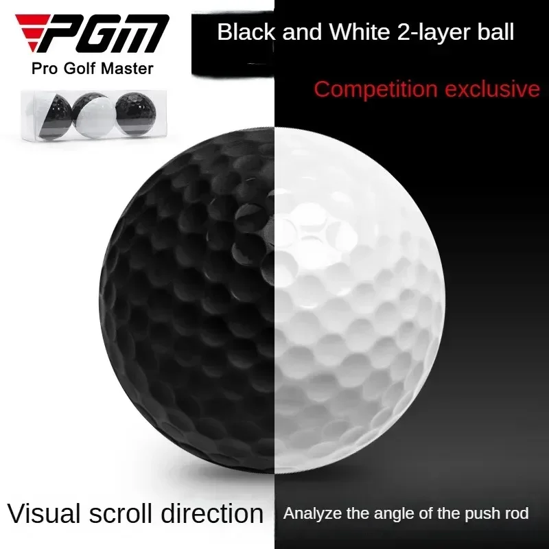 PGM Golf Two-color Two-layer Ball, Black and White Ball for Putting Practice, Next Game, Visual Scrolling Direction Q026