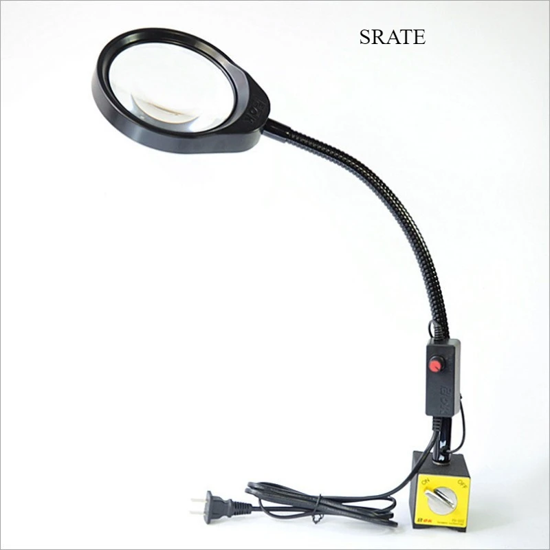 Magnifying Glass with LED Lights Lamp 10X With Magnetic Base Stand Magnifier Adjustable Machinery Magnet Helping Hands Loupe
